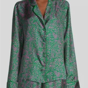 Cynthia Rowley Women's Green Silk Button Down Shirt